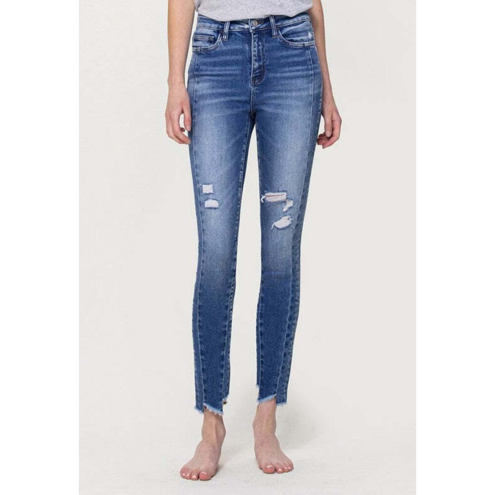 Vervet Flying Monkey High Rise Raw Hem Distressed Stretch Skinny Jeans size 27 - Picture 1 of 8